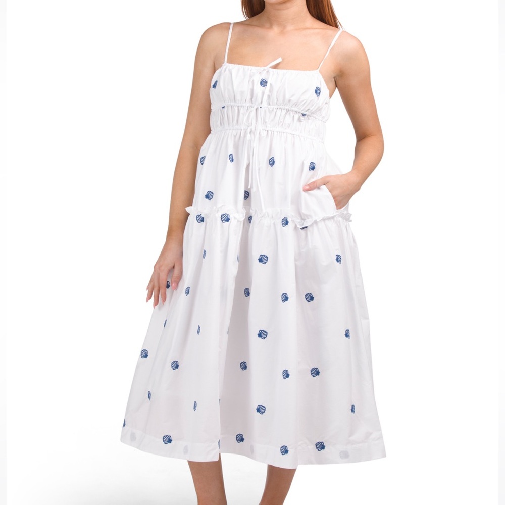 Joie Seashell Embroidered Sleeveless Midi Dress | Size Large